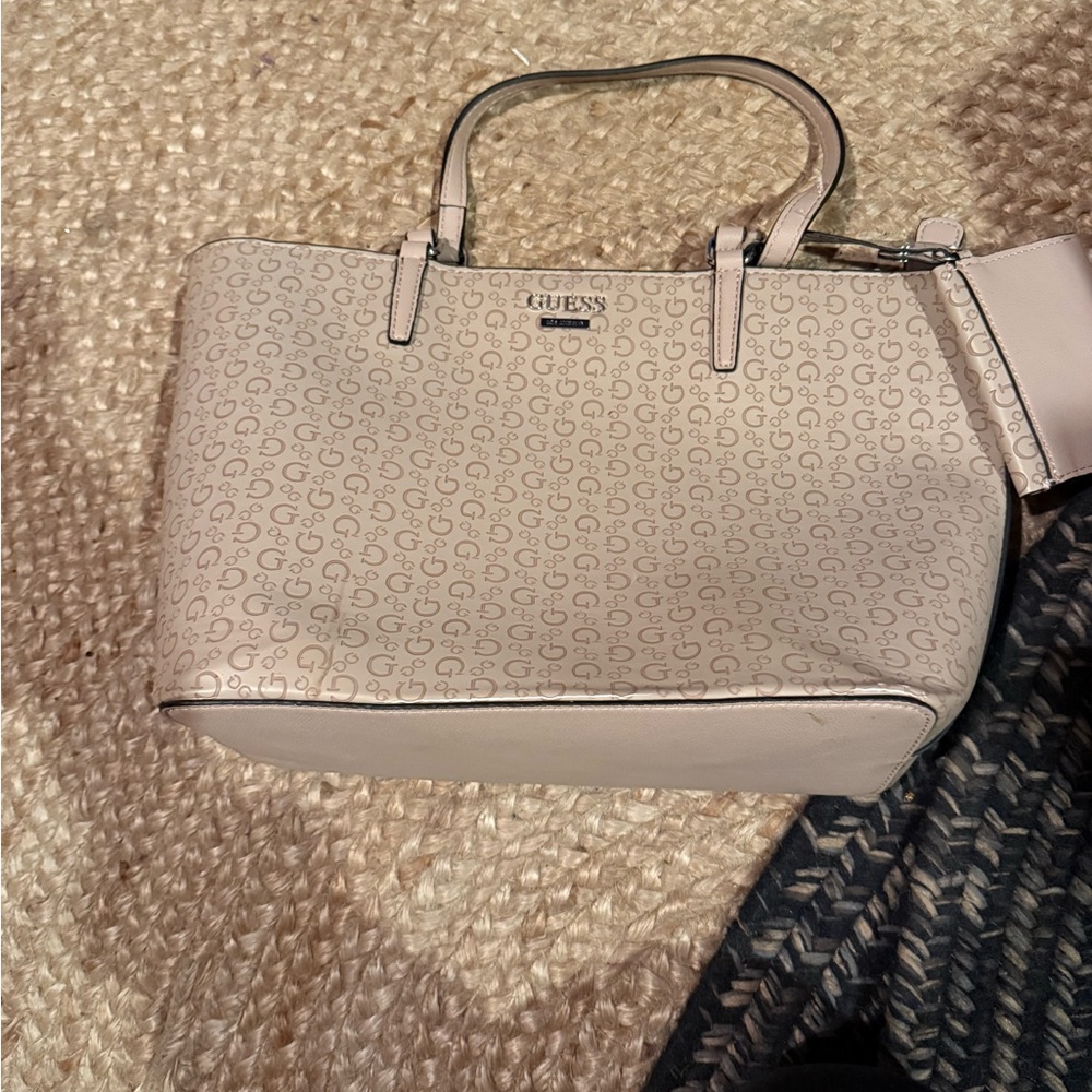 GUESS Beige Logo Tote Bag